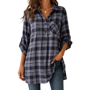 NEW NWT Moonlight by Y&S Small Wearable Art to Wear Grayish Artsy Plaid Fall